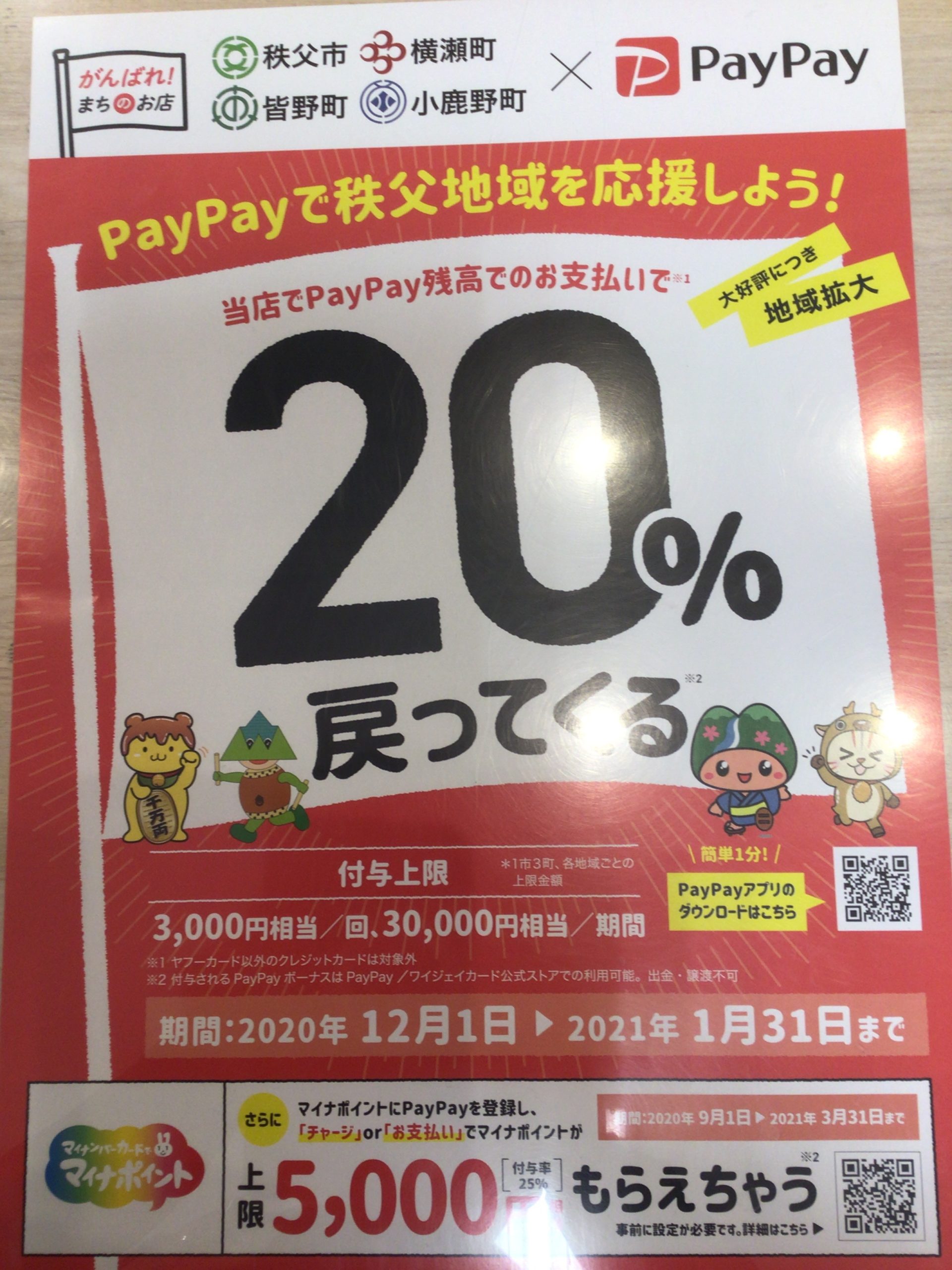 Paypay最大 還元 秩父の三愛メガネ